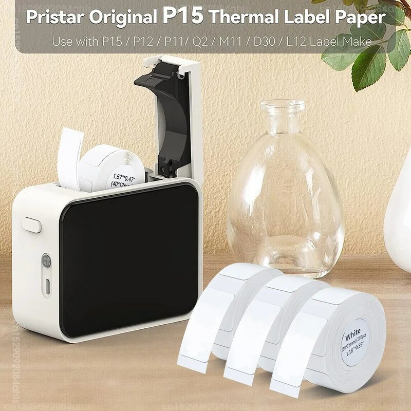 Papel de impressora térmica, Etiqueta P15 Etiqueta, Compatível Phomemo D30 Marklife P12 P11 Labeller, 12x40mm, 160pcs por rolo