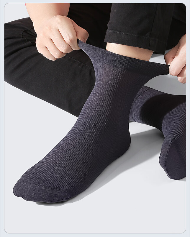 Дышащие мужские носки 40 шт., летние ультратонкие полосатые ледяные шелковые крутые носки, антибактериальные деловые мужские длинные носки из бамбукового волокна