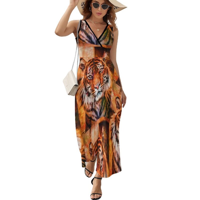 Robe de soirée en fibre de tigre pour femmes, robes longues, comparateur de couleur