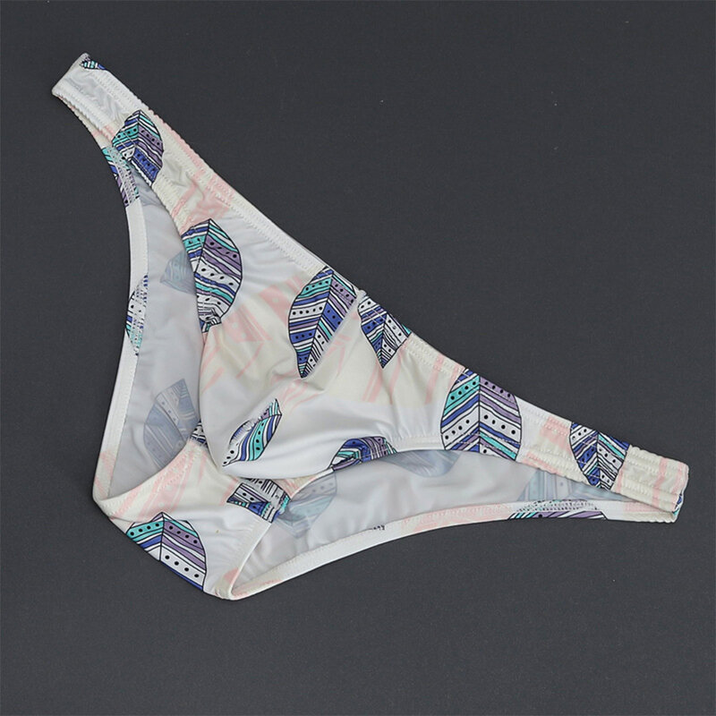 Seksowny nadruk majtki z niskim stanem oddychające spodnie męskie lodowy jedwab bielizna wygodna elastyczna męskie majtki erotyczna Lingeri w kształcie wypukłej torebki