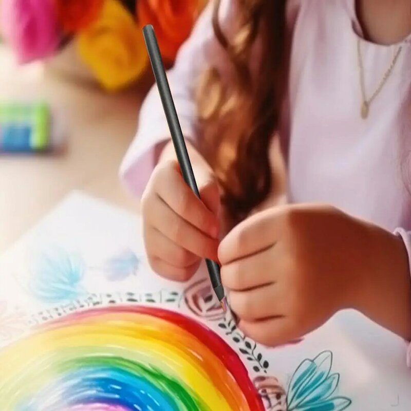 Kit de lápices de arcoíris de madera negra para adultos y niños, 12 colores surtidos, dibujo para colorear, bocetos, suministros de arte, 12 piezas