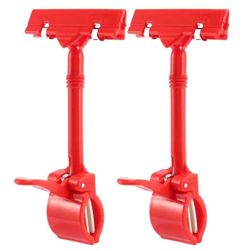 Clip Clamp for Price Tag Display, Merchandise, Retail Sign Card, Vermelho, 2X