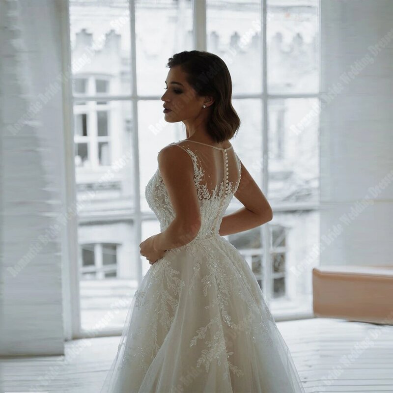 Bohemia tule vestidos de noiva femininos, vestidos de noiva, elegante chiffon, comprimento de esfregar, brilhante, 2021
