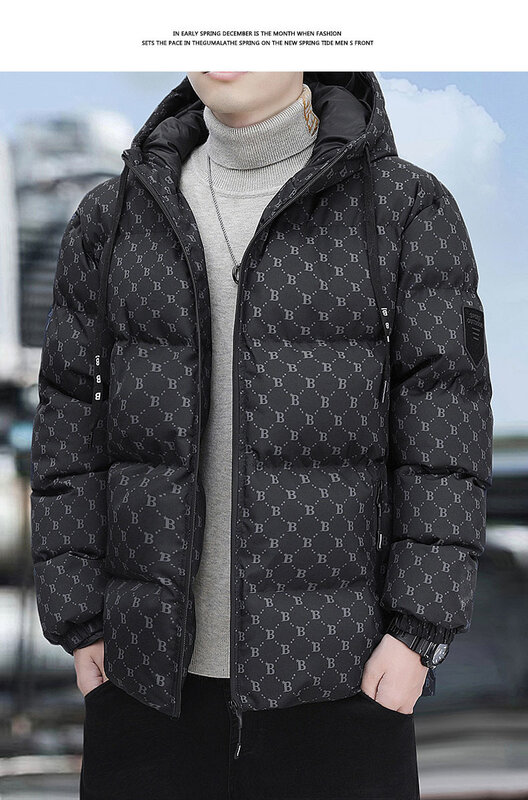 Chaqueta gruesa y cálida para hombre, Parka informal de algodón con capucha y cremallera, abrigo holgado de estilo coreano a la moda para Fitness, invierno, 2023