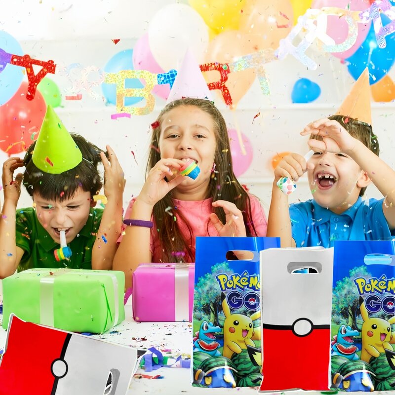 Bolsas de regalo de Pokemon, decoración de fiesta de cumpleaños, paquete de galletas Goody de Pikachu, bolsa de dulces, Baby Shower, regalos para niños, suministros para fiestas
