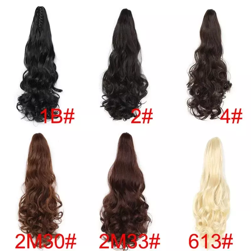 Synthetic Long Body Wave Hair Band With Grab Clip Ponytail Wig 18inch Claw Curly Hair False Ponytail Fluffy Hair Can Be Braided