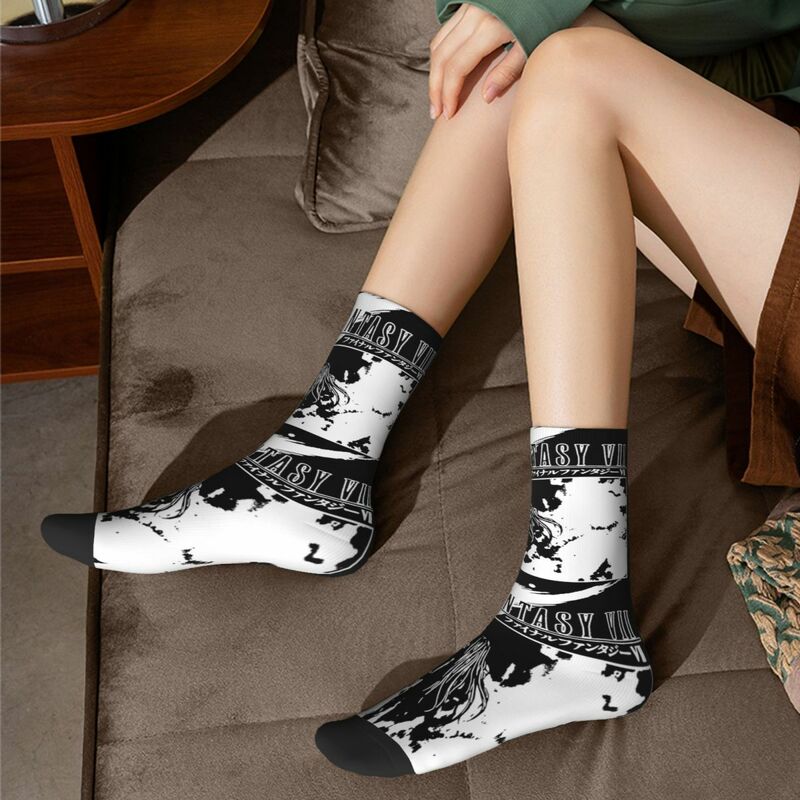 Harajuku Final Fantasy Game Basketball Socks Polyester Long Socks for Unisex Breathable