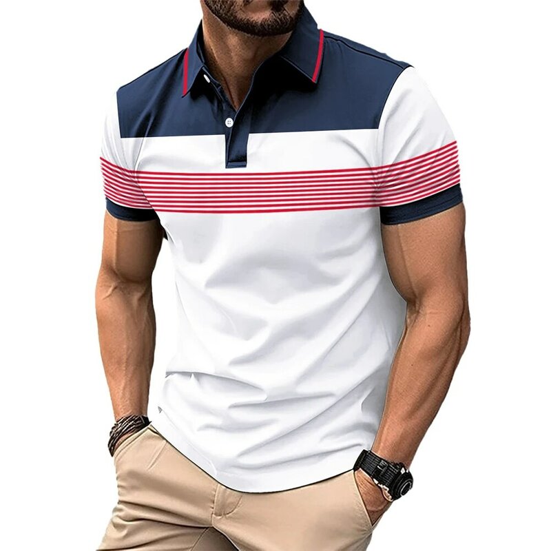 Tops Herren T-Shirt Bluse atmungsaktive Business-Tops Knöpfe lässig formale schöne leichte Kurzarm stilvoll