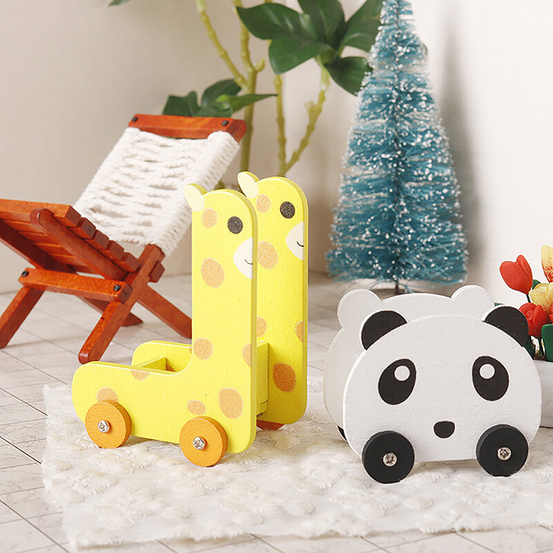 1:12 Dollhouse Miniature Panda Trolley giraffa Storage Rack Model Furniture Decor Toy Doll House accessori