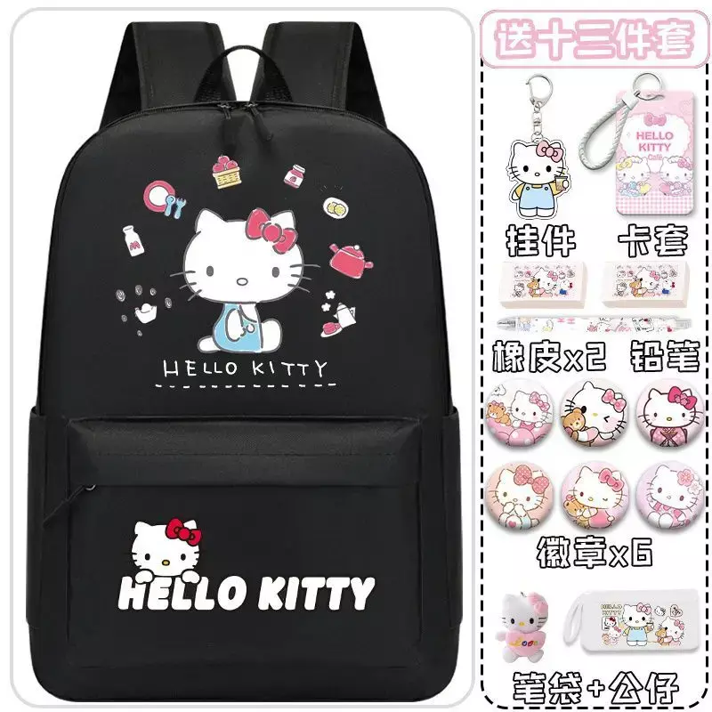Sanrio Hello Kitty Schoolbag, leve, grande capacidade, dos desenhos animados crianças mochila para masculino e feminino estudantes, novo