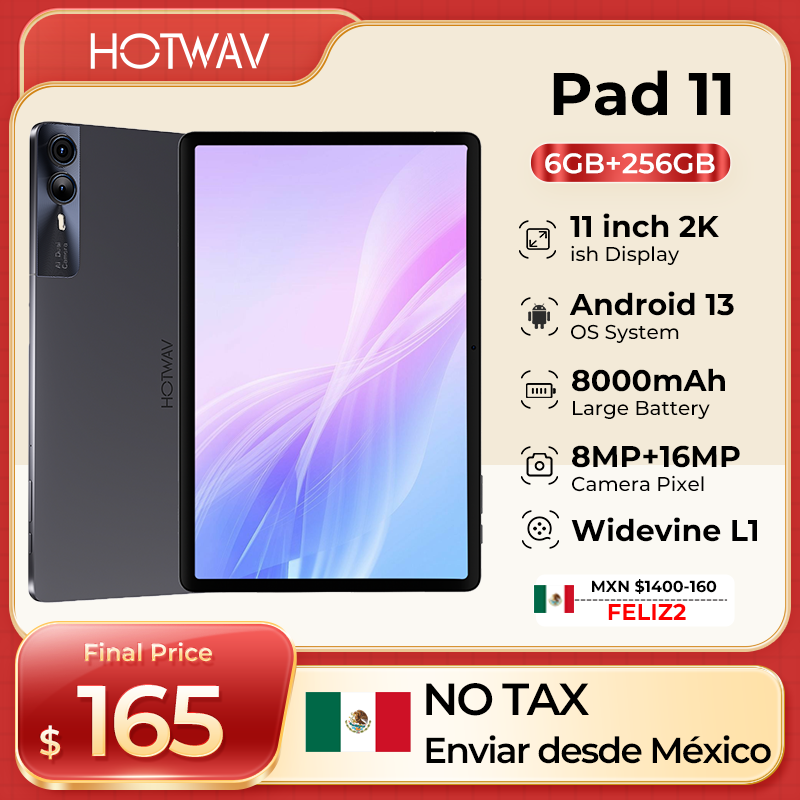 HOTWAV-Pad Tablet com Teclado, Luz Azul Baixa, Quad-Altifalante, Widevine L1 Android 13, 2K, 8000mAh, 12 6GB plus 6GB 256GB