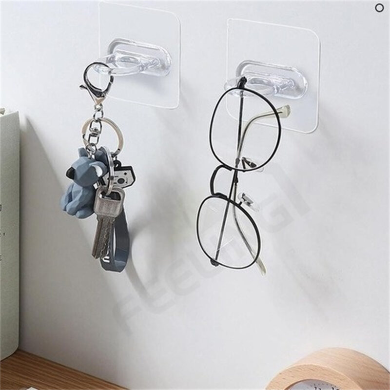 1pcs Transparent PVC Round Hook Ring Type Adhesive Wall Hook Multi-function Curtain Bracket Holder Bathroom Wall Hanging Hook
