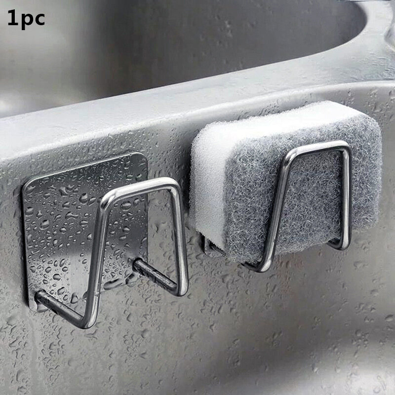 Porte-éponge auto-adhésif en acier inoxydable pour évier de cuisine, accessoire de séchage T1