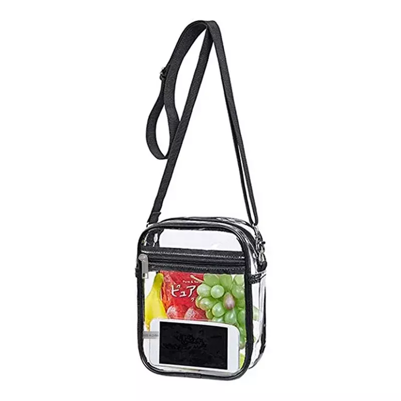 LVB8 tas tangan wanita, dompet Tote selempang bahu PVC transparan dengan tali yang bisa dilepas