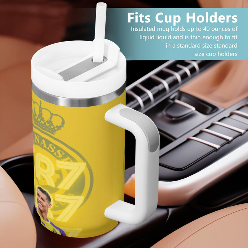 Tasses de voyage de voiture Portugal-CR7-FelixFootball-Soccer la bouteille d'eau de gobelet de l'acier inoxydable 304 40oz/1200ml
