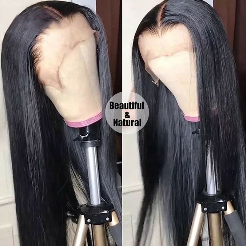 Straight Wig Lace Front Wig Human Hair Pre-Pulled Hair Glue Free Human Hair Wig For Black Women Natural Color (20 Inch)