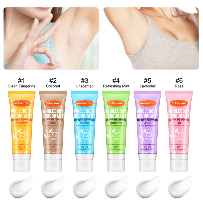 Lakerain deodorante per il corpo 72 ore di lunga durata idratante crema fresca deodorante per tutto il corpo deodorante per frutta cosmetici all'ingrosso