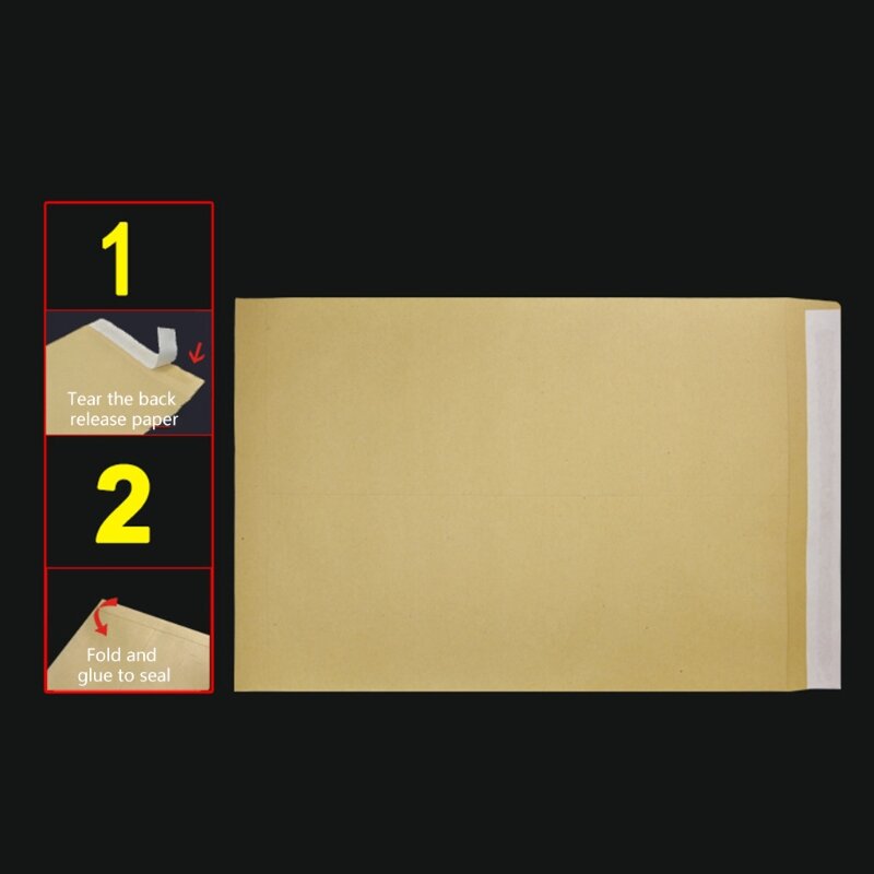 Envelopes marrons 50 unidades com tira vedação bolso dobrável para arquivos