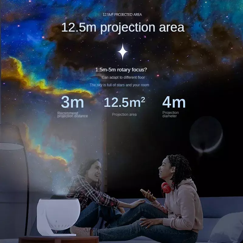 Проекционная лампа для проектора галактики с 12 квадратными проекциями площади Земли, звездное освещение HD для спальни, атмосферный свет, маленькая ночная лампа