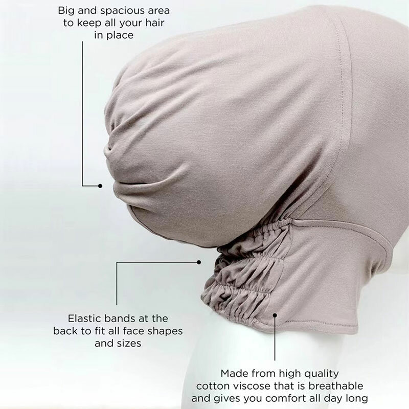 Topi Turban Muslim Modal Lembut Baru Syal Elastis Hijab Wanita Warna Solid Dapat Disesuaikan untuk Wanita Muslim Penutup Kepala Wanita Turbante Mujer