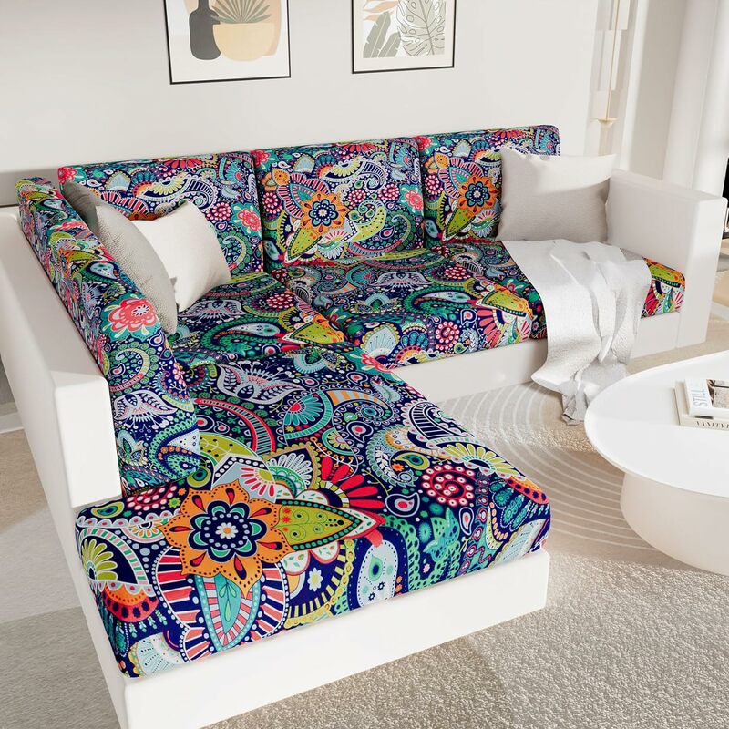 Poszewki na poduszki kanapa z nadrukiem, zamiennik poszewki na poduszki poszewki na ozdobne poduszki w kwiaty, magiczne pokrowce na sofę nadające się do prania, rozciągliwe poszewki na kanapę