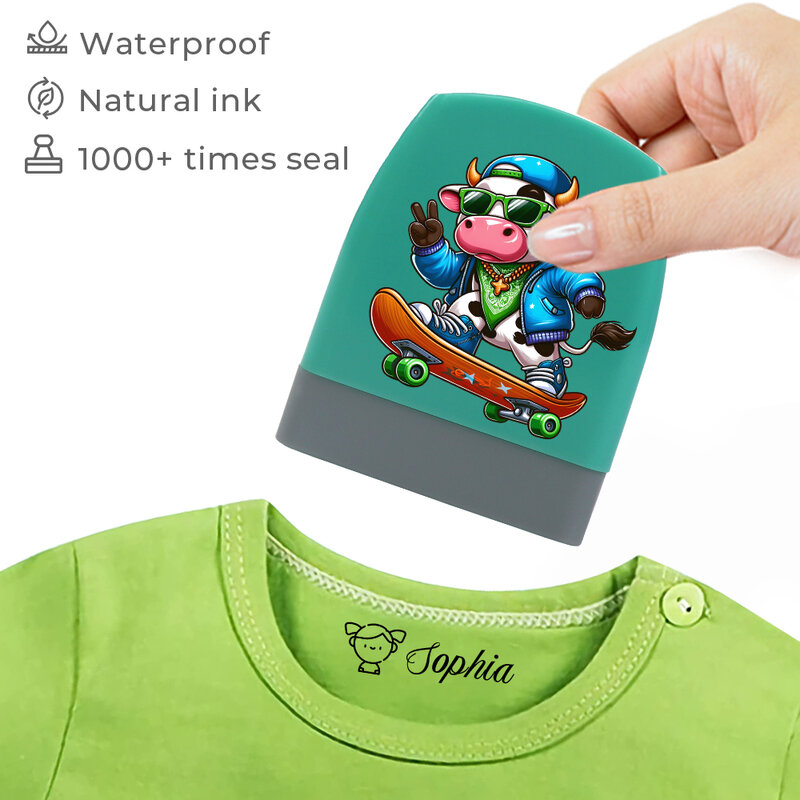 Little Cow Personalized Name Stamps, Adequado para roupas personalizadas para crianças, Moda
