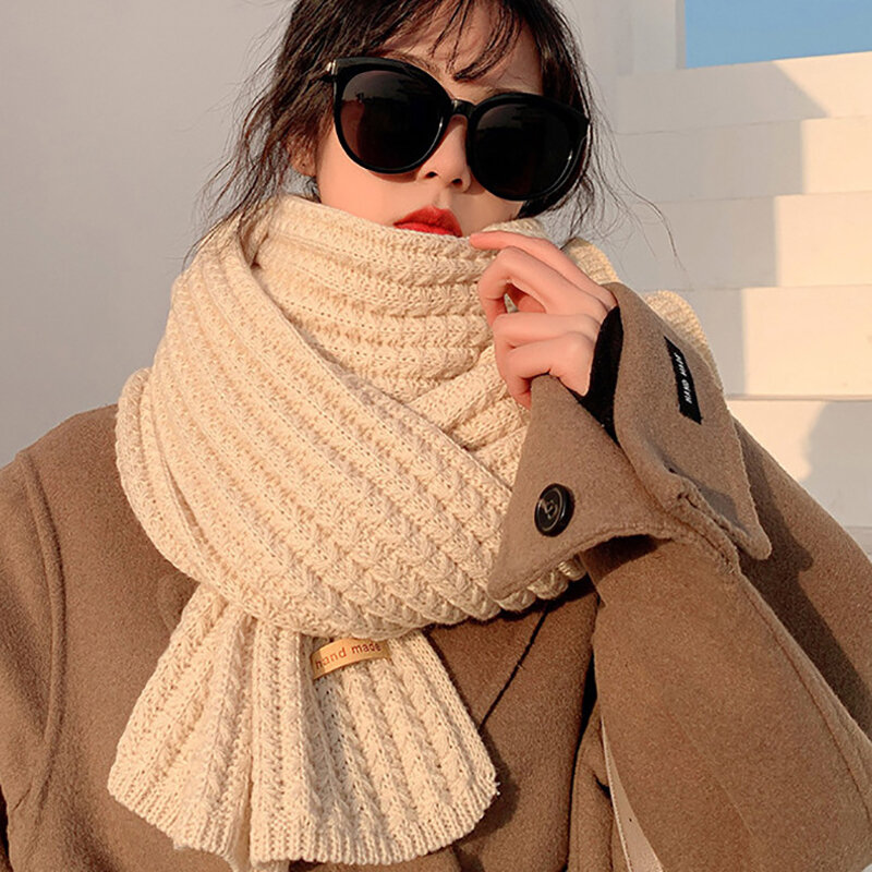 남녀공용 한국 스카프, 두꺼운 열 니트 스카프, 긴 사이즈 따뜻한 스카프, 가을 및 겨울 선물