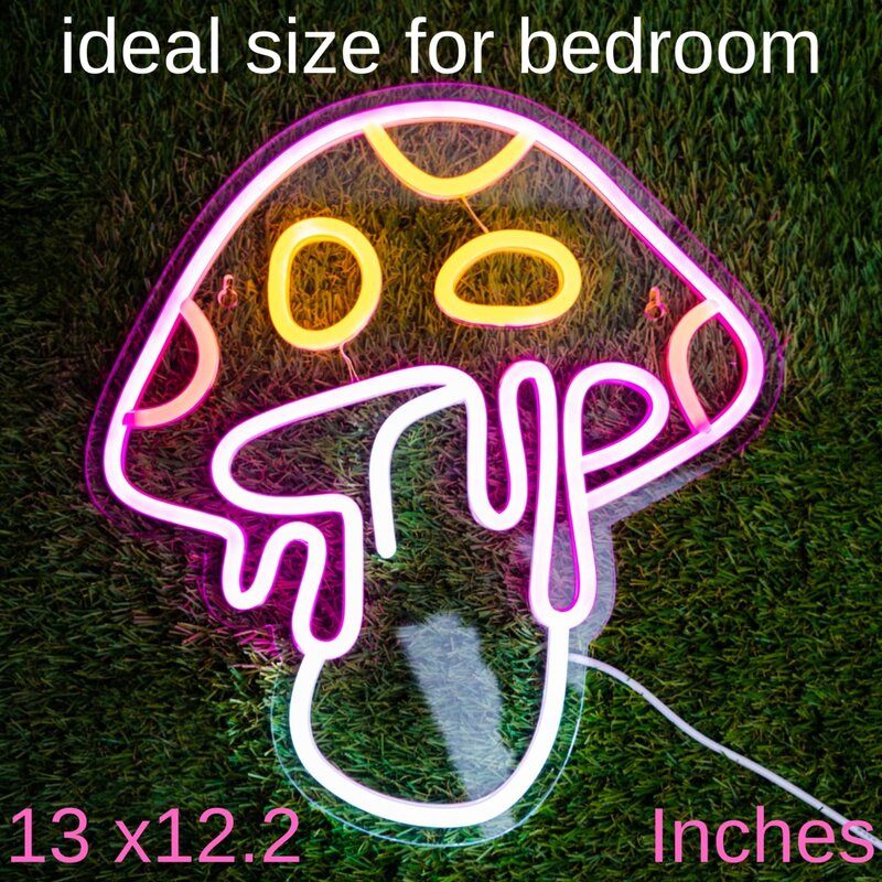 Tanda Neon jamur untuk kamar tidur tanda Neon untuk Dekor dinding estetika, mudah dipasang lampu Neon untuk kamar tidur, lampu jamur