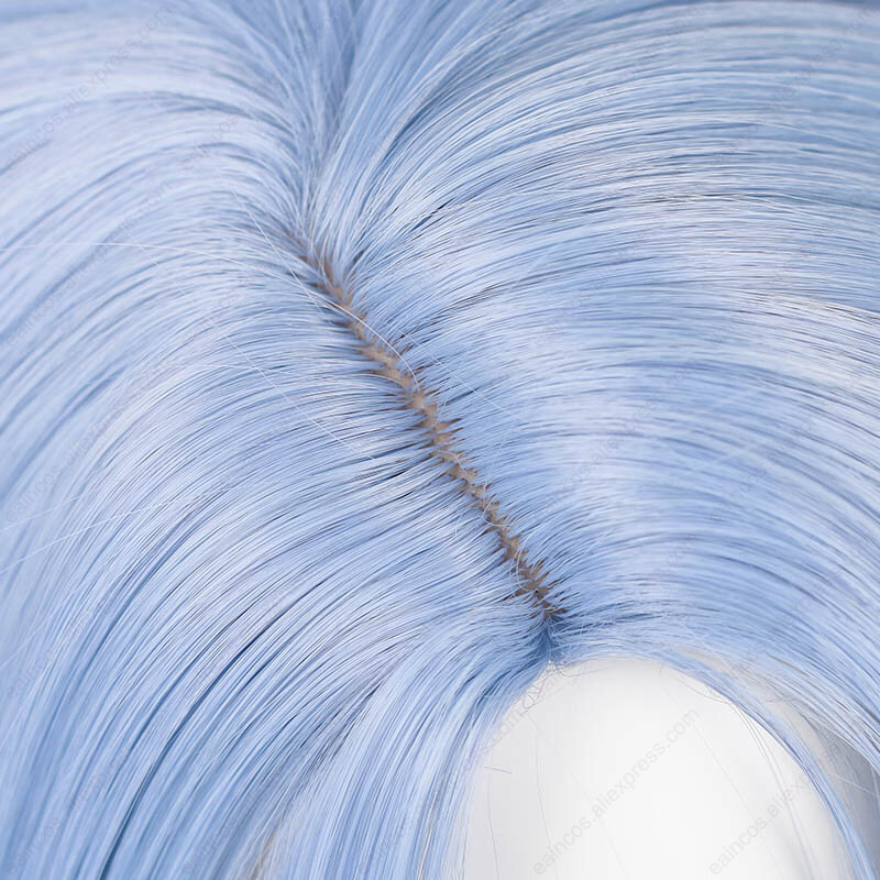Парик для косплея Kamisato Ayato длиной 50 см, термостойкие искусственные волосы синего цвета, из искусственной кожи головы