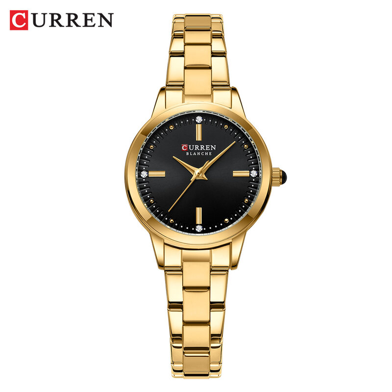 CURREN-심플한 다이얼 손목 시계, 우아하고 매력적인 팔찌, 여성용 쿼트 시계, 패션 브랜드
