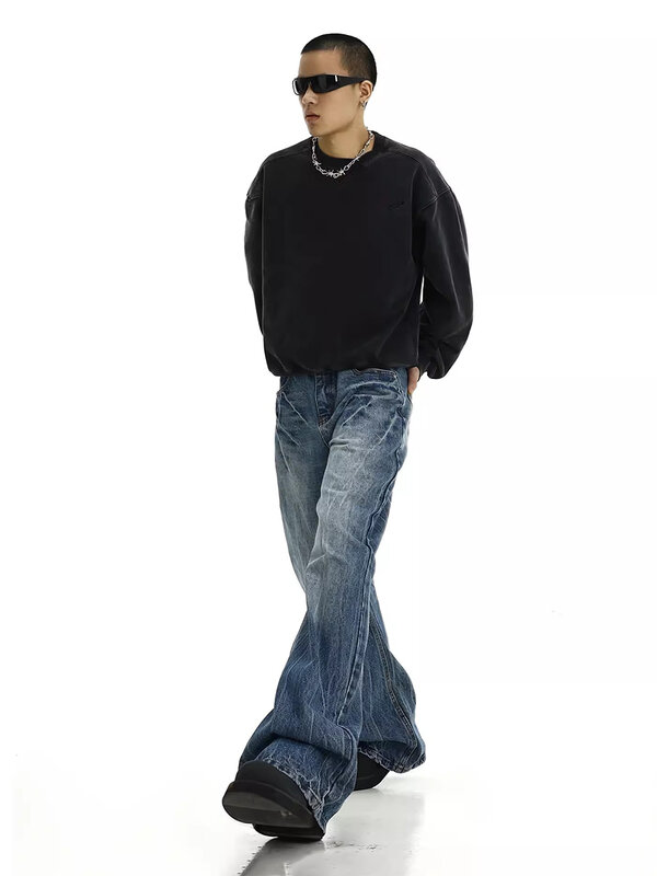 Мужские мешковатые джинсы REDDACHiC ICON, с эффектом потертости, с трещинами и низкой посадкой, повседневные широкие брюки, винтажная уличная одежда Y2k