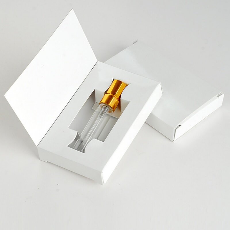 Caja de papel de cartón ecológica para Mini botella de Perfume, producto personalizado, venta, embalaje exterior, 3ml, 5ml, 10ml