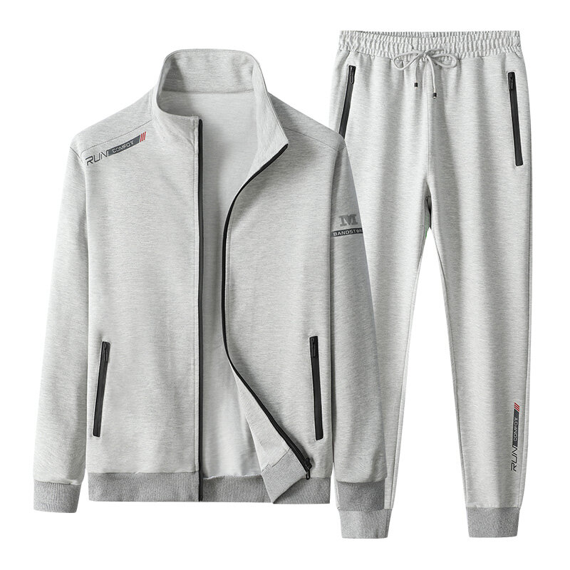 Spring Autumn Men Casual Sports Joggers 2 Pieces Tracksuit Sets Mens Sportswear Prints Suits Sweatpants Jacket Male Big Size 7XL