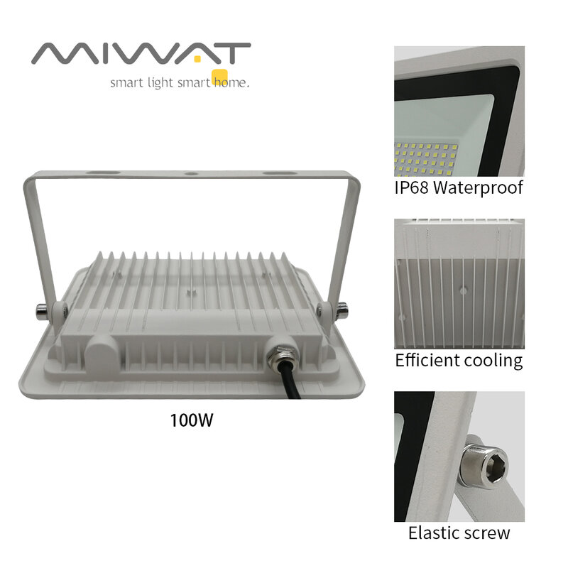 Reflector LED blanco impermeable para exteriores, lámpara de pared para jardín, 100W, 50W, 30W, 20W, 10W, CA 220V