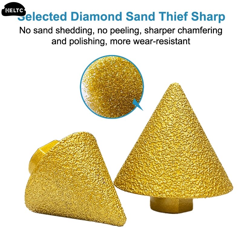 Diamond Beveling chanfro bit, cone esculpir polimento, rebolo para porcelanato cortador de telhas, aparar, M10, M14 Thread, 38mm, 50mm, 1Pc
