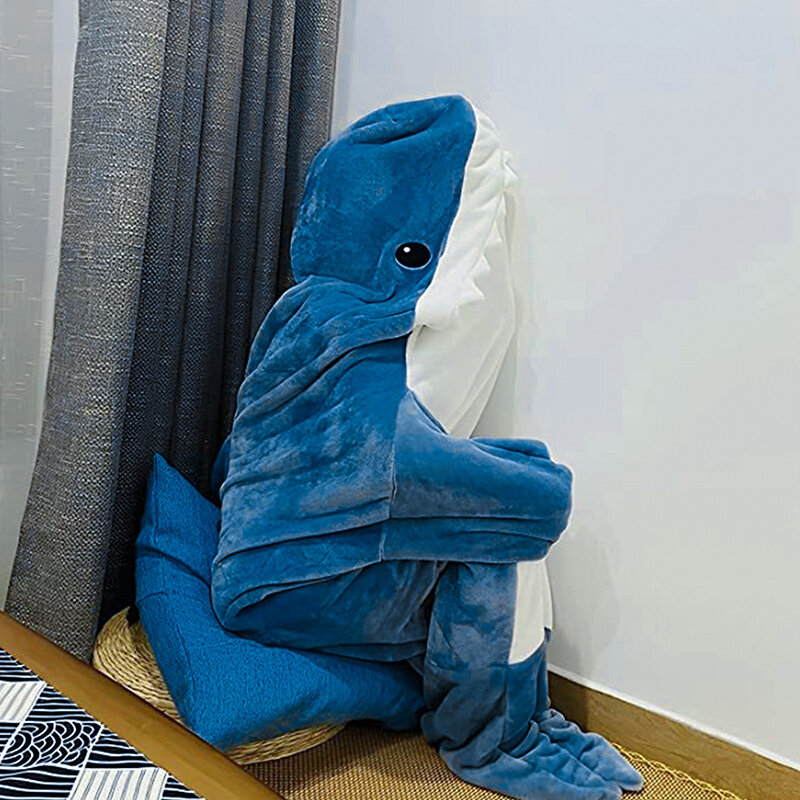 Одеяло в виде акулы для взрослых, супермягкое удобное фланелевое одеяло с капюшоном, одеяло в виде акулы, носимый одеяло в виде акулы
