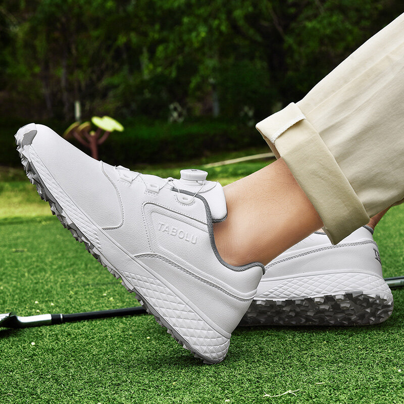 Мужские Водонепроницаемые туфли для гольфа, Нескользящие кроссовки для гольфа без Спика, обувь для начинающих гольф-спортзалов и тренировок, женская кожаная спортивная обувь для гольфа