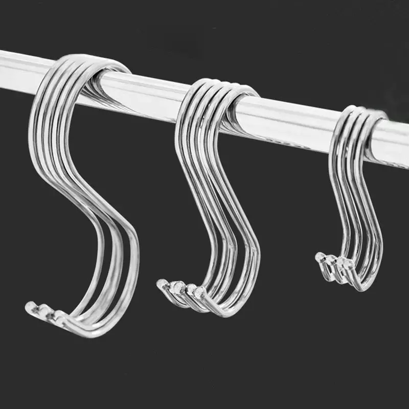 Aço inoxidável Multi-Function Railing Hooks, S-Shape Hook para roupas, Bolsas, Toalha, Plant Hanging Rack, Cozinha, Quarto, 2 Pcs, 10Pcs
