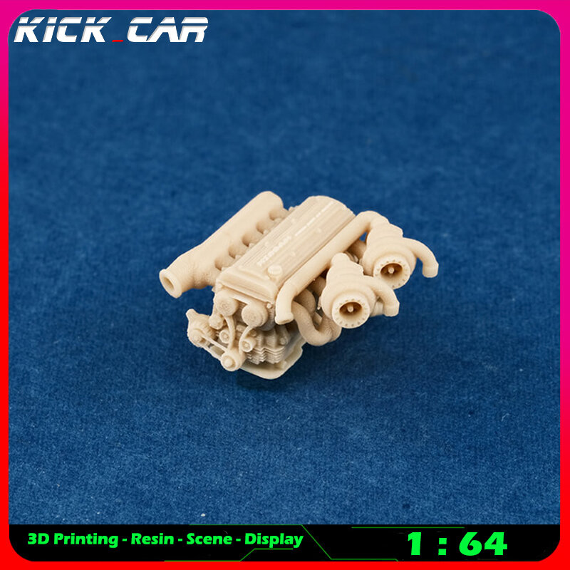 Kickcar 1/64 Model Mesin Kendaraan Mobil Diorama Tidak Berwarna Resin Garasi Adegan Perbaikan Alat Dekorasi Simulasi Adegan Mainan