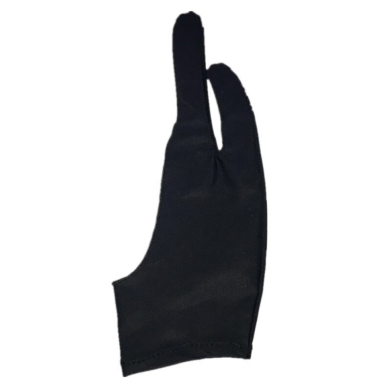 Gant antisalissure noir à deux doigts, S/M/L, droitier ou gaucher, réduit la Friction, artiste domestique, stylo de dessin, tablette graphique, moufle
