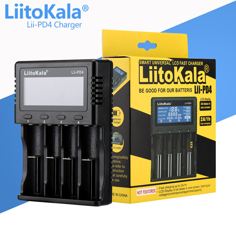 Liitokala-lítio bateria carregador lii-s8 lii-s6 lii-pd4 lii-pd2 lii-s2 lii-s4 lii-402 lii-202 18650 26650 21700