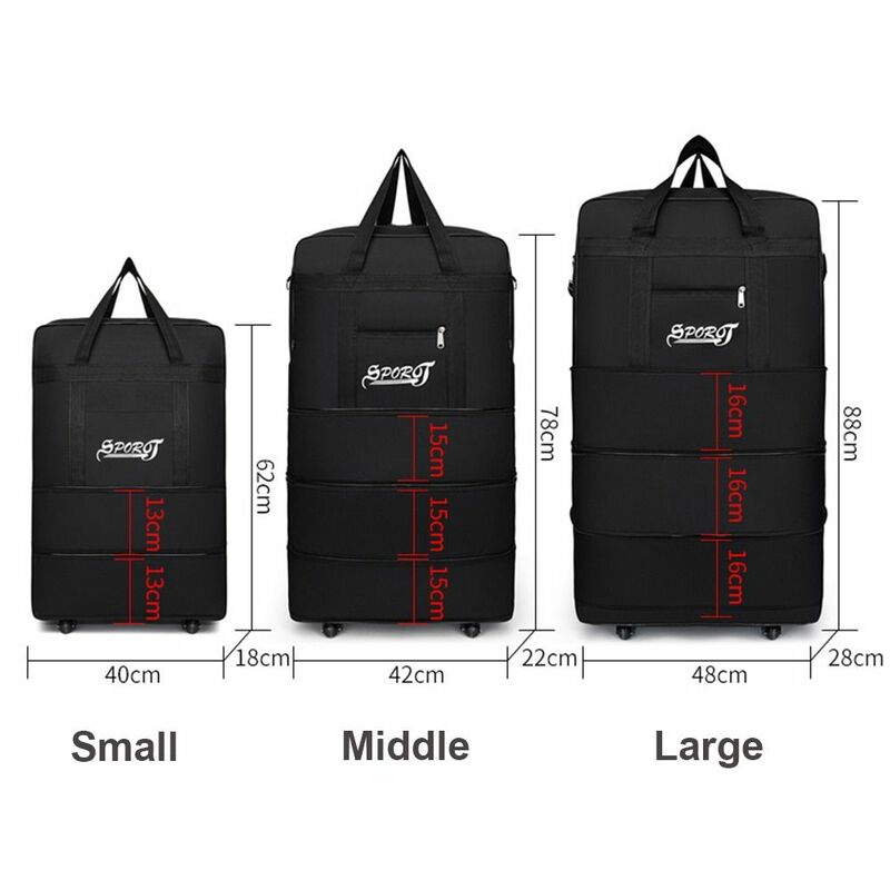 Расширяемая спортивная сумка на колесиках, Модный складной чемодан на колесиках, Дорожный чемодан с несколькими карманами