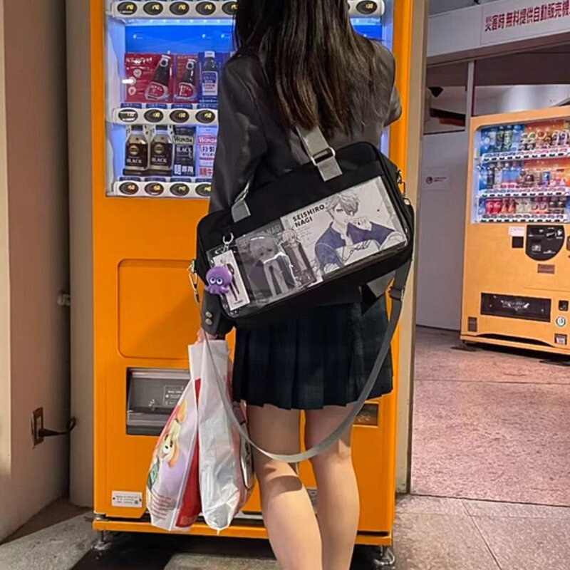 Y2k Dark Itabag Kawaytot Bag 2024 Japan Harajuku Anime College Style Tote Bag Soft High Capacity Commute Shoulder Messenger Bag