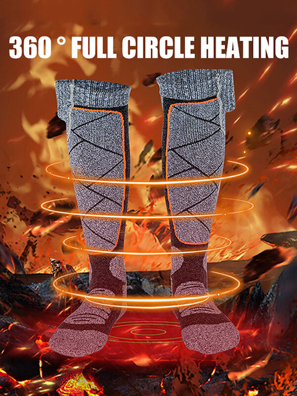 Unisex Electric Heated Socks 3 Heating Levels Heated Sports Stockings Breathable Fast Heating for Outdoor Camping Hiking