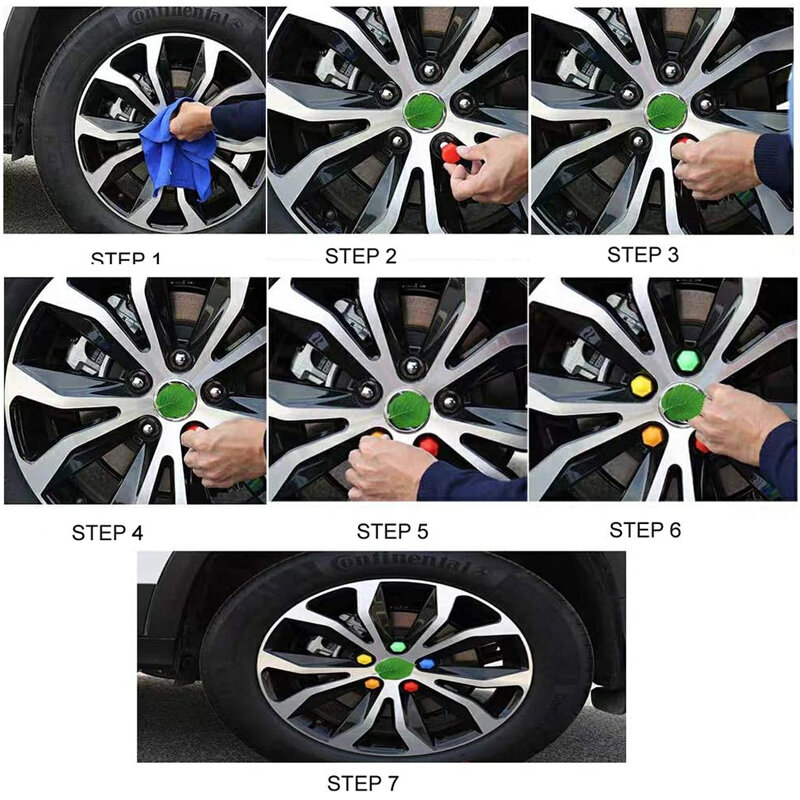 17/19/21mm 20Pcs Car Wheel Nut Caps Protection Covers Caps Anti-Rust Auto Hub Screw Cover Car Tyre Nut Bolt Exterior Decoration