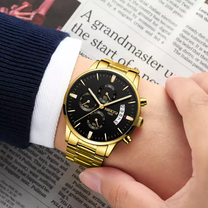 NIBOSI Relogio Masculino orologi da uomo orologio da polso al quarzo militare cronografo Casual di lusso famoso di marca superiore