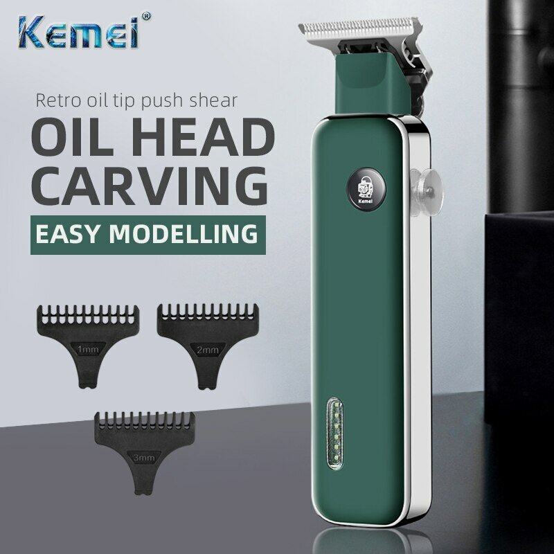 Kemei-5098-cortadora de pelo eléctrica para adultos y niños, máquina inalámbrica recargable por USB, profesional