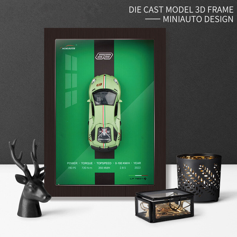 نموذج سيارة رياضي معدني من السبائك ، إصدار إطار الصورة ، محاكاة سيارة سباق ثلاثية الأبعاد ، مجموعة لوحات معلقة ، هدايا للأطفال ، ديكور ، من السبائك