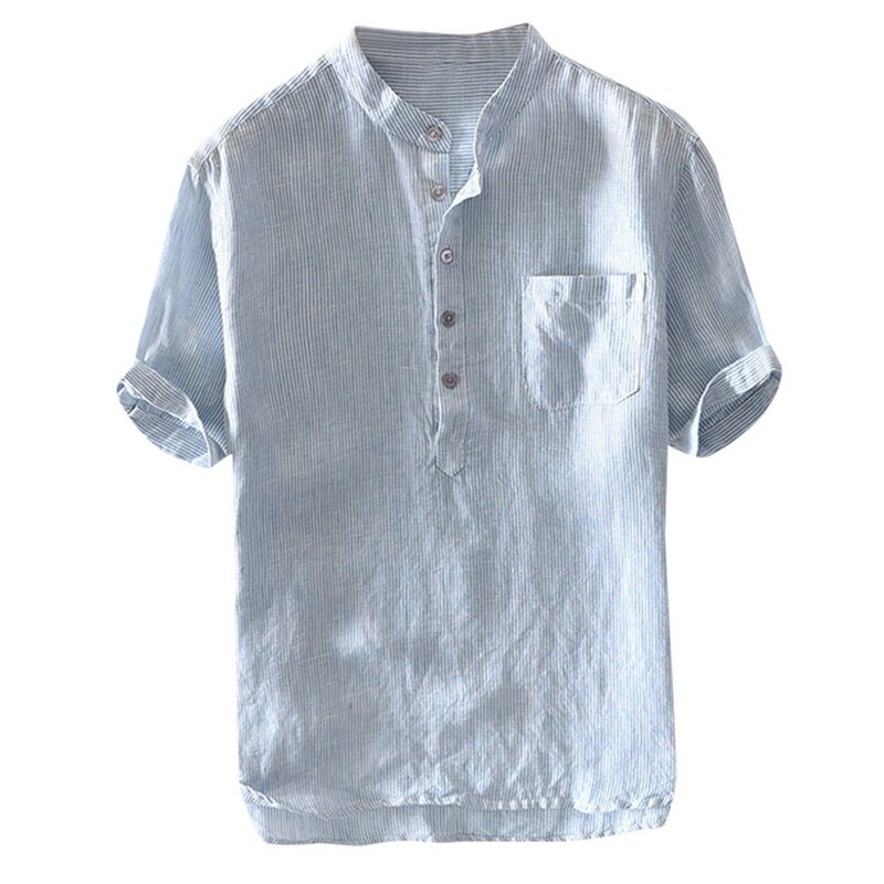 Summer Linen Cotton Vintage Shirts Men Short Sleeve T Shirt High Quality Fitness Shirt For Young Men Camisa Masculina