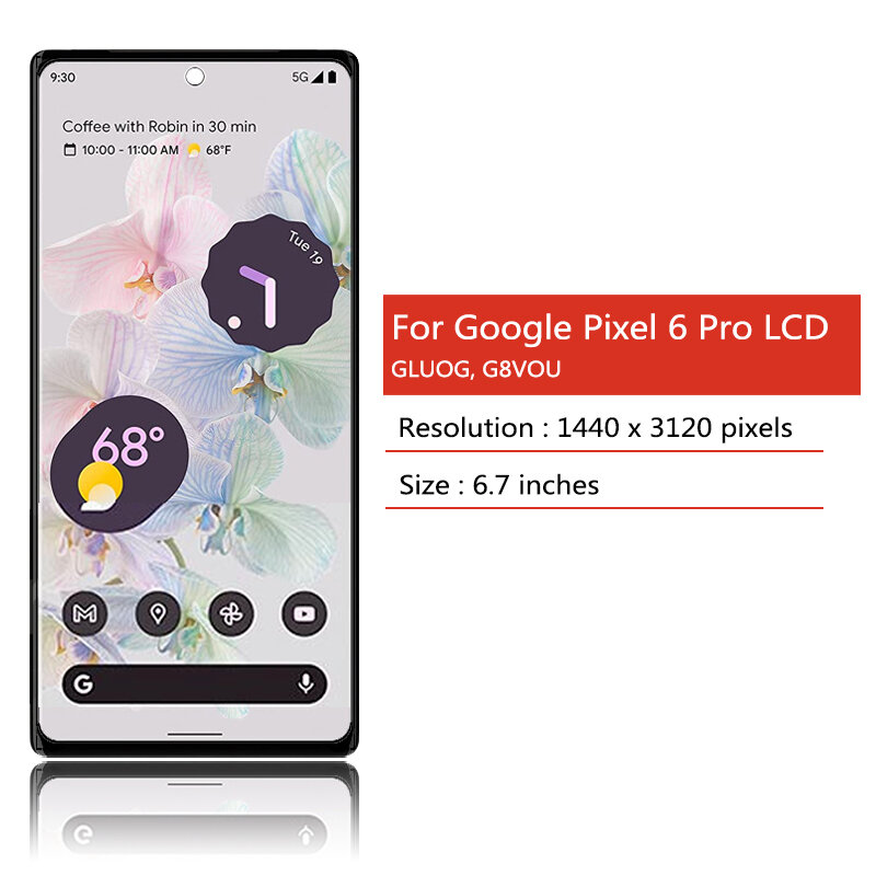 Super AMOLED для Google Pixel 6 Pro 6Pro GLUOG, G8VOU ЖК-дисплей сенсорный дигитайзер для Google Pixel6 Pro дисплей запасные части